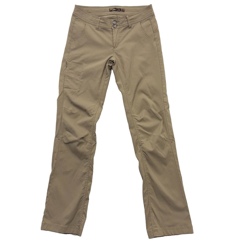 Prana Halle Pants Low Rise Bootcut Nylon Tan Convertible Hiking Pants 4 TALL - Picture 1 of 13